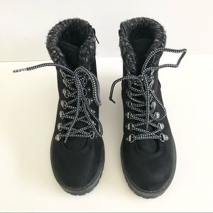 Crown Vintage Black Boots Zip Lace Up For Women Size 7.5